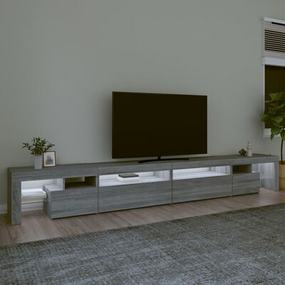 vidaXL Meuble TV avec lumières LED Sonoma gris 290x36,5x40 cm