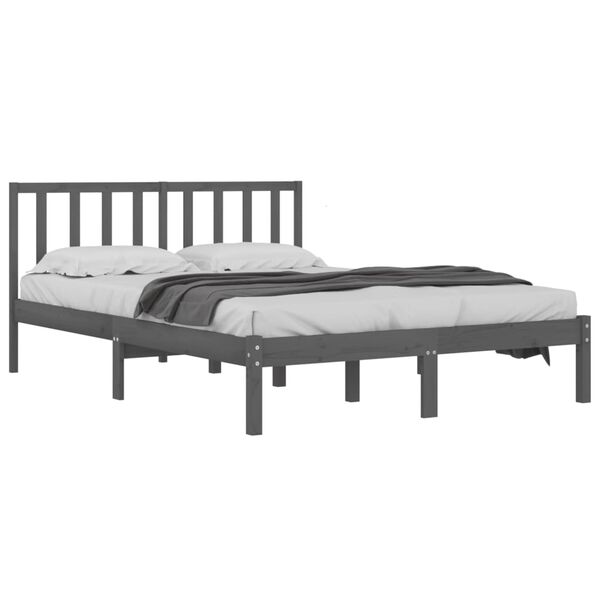 vidaXL Cadre de lit sans matelas bois massif de pin gris 200x200 cm