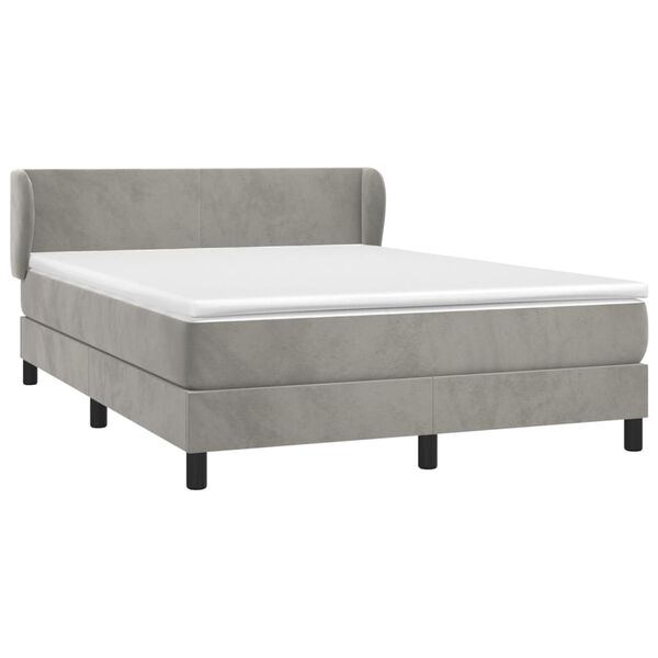 vidaXL Sommier &agrave; lattes de lit et matelas Gris clair 140x200cm Velours