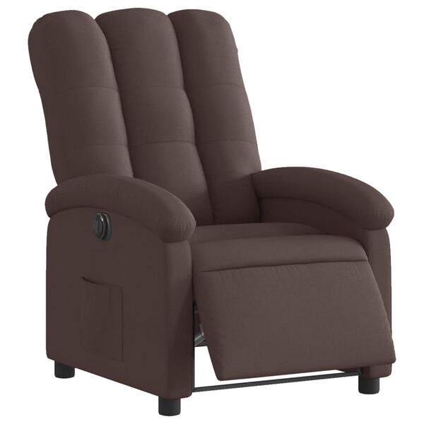 vidaXL Fauteuil inclinable &eacute;lectrique Marron fonc&eacute; Tissu
