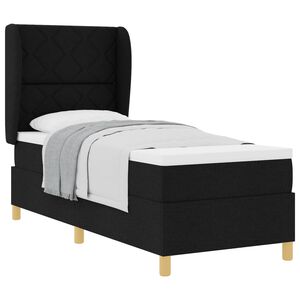 vidaXL Lit &agrave; ressorts avec matelas gris fonc&eacute; 90x190 cm Noir tissu