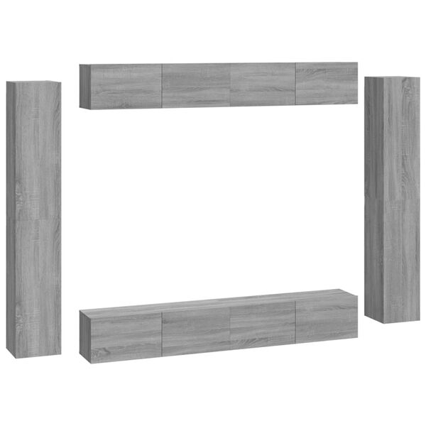 vidaXL Ensemble de meubles TV 8 pcs Sonoma gris Bois d'ing&eacute;nierie