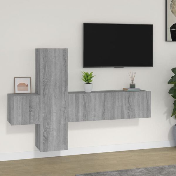 vidaXL Ensemble de meubles TV 3 pcs Sonoma gris Bois d'ing&eacute;nierie