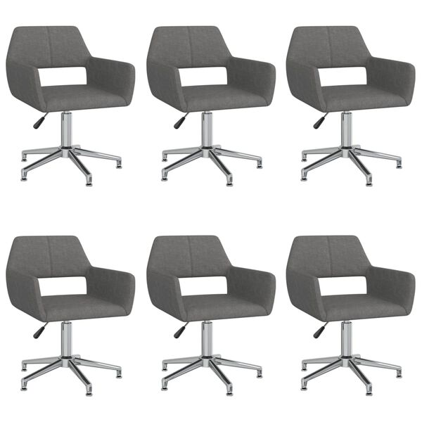 vidaXL Chaises pivotantes &agrave; manger lot de 6 Gris fonc&eacute; Tissu