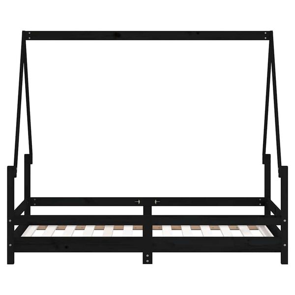 vidaXL Cadre de lit pour enfant noir 80x160 cm bois de pin massif