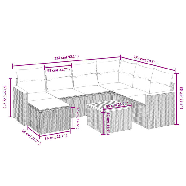 vidaXL Salon de jardin 8 pcs avec coussins noir r&eacute;sine tress&eacute;e