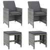 vidaXL Jeu de chaise et tabouret de jardin 4 pcs R&eacute;sine tress&eacute;e Gris