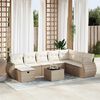 vidaXL Salon de jardin avec coussins 9 pcs beige r&eacute;sine tress&eacute;e