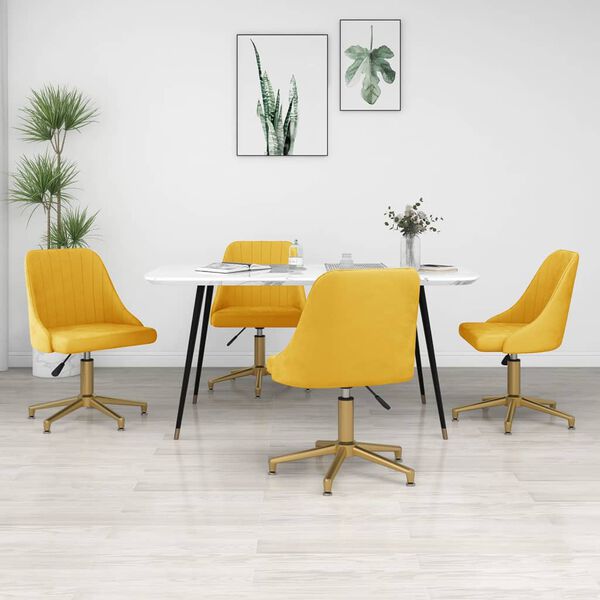 vidaXL Chaises pivotantes &agrave; manger lot de 4 jaune velours
