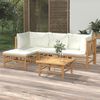vidaXL Salon de jardin 5 pcs avec coussins blanc crème bambou