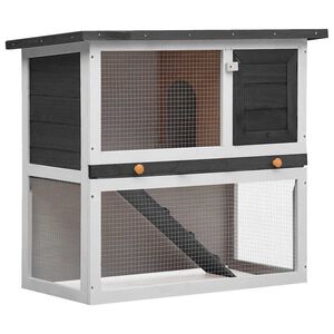 vidaXL Clapier d'ext&eacute;rieur 1 porte Gris Bois