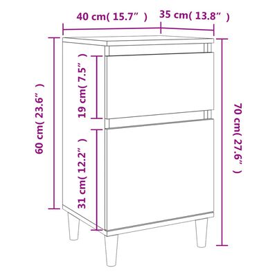 vidaXL Table de chevet blanc 40x35x70 cm