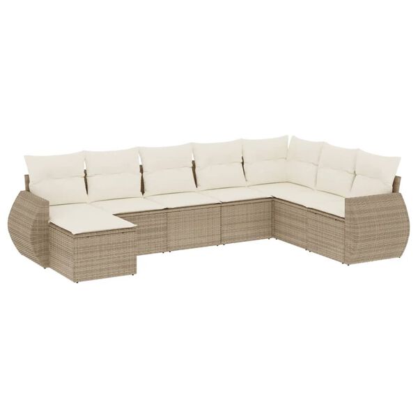 vidaXL Salon de jardin avec coussins 8 pcs beige r&eacute;sine tress&eacute;e