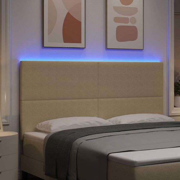 vidaXL T&ecirc;te de lit LED avec t&ecirc;te de lit Vert gris 180 cm Polyester