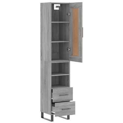 vidaXL Buffet haut Sonoma gris 34,5x34x180 cm Bois d'ingénierie