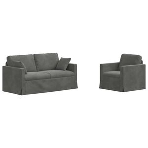 vidaXL Ensemble de Canap&eacute;s 2 pc Gris fonc&eacute; Velours