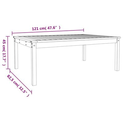 vidaXL Table de jardin 121x82,5x45 cm bois massif de pin