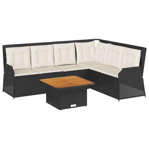 vidaXL Salon de jardin 5 pcs avec coussins Noir R&eacute;sine tress&eacute;e