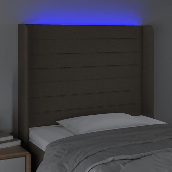 vidaXL T&ecirc;te de lit &agrave; LED Taupe 93x16x118/128 cm Tissu