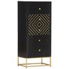 vidaXL Armoire à tiroirs Noir et doré 45x30x105 cm Bois de manguier