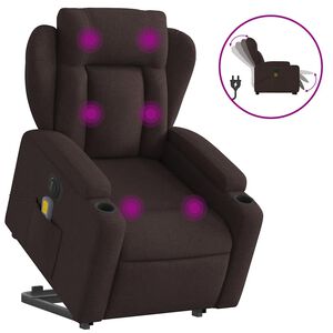vidaXL Fauteuil inclinable de massage &eacute;lectrique Marron fonc&eacute; Tissu