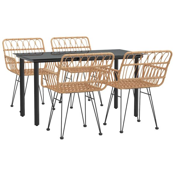 vidaXL Ensemble &agrave; manger de jardin 5pcs R&eacute;sine tress&eacute;e