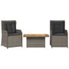 vidaXL Salon de jardin 3 pcs avec coussins Gris R&eacute;sine tress&eacute;e