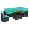 vidaXL Salon de jardin 7 pcs avec coussins noir r&eacute;sine tress&eacute;e