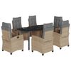 vidaXL Ensemble &agrave; manger de jardin coussins 7 pcs m&eacute;lange beige rotin