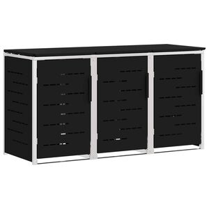 vidaXL Stockage de bac &agrave; d&eacute;chets for 3 Bins 240L Acier inoxydable Noir