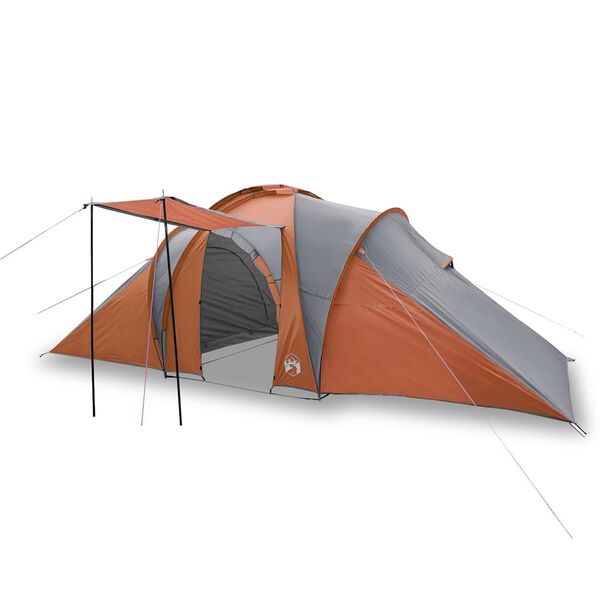 vidaXL Tente familiale à dôme 6 personnes gris et orange imperméable