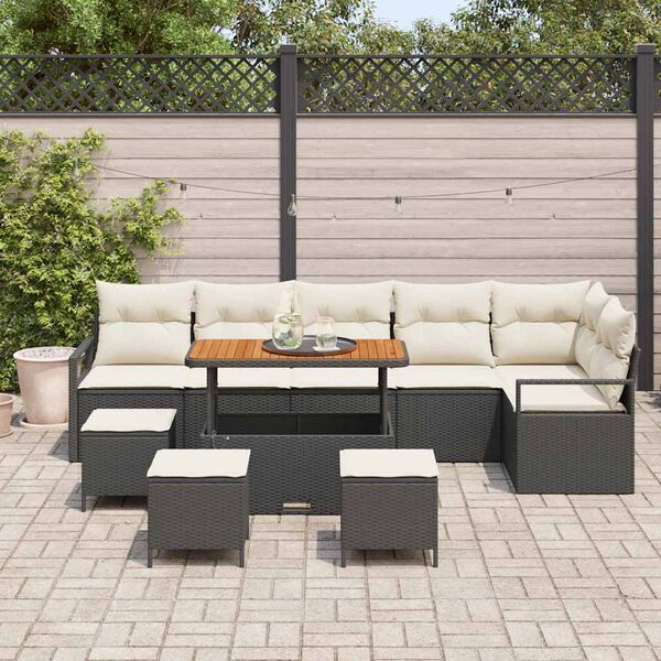 vidaXL Ensemble de canap&eacute; de jardin 10 pcs Noir Poly rotin