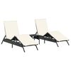 vidaXL Chaises longues lot de 2 avec table noir r&eacute;sine tress&eacute;e
