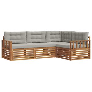 vidaXL Ensemble de canap&eacute;s d'ext&eacute;rieur 4 pc Gris Naturel et Clair
