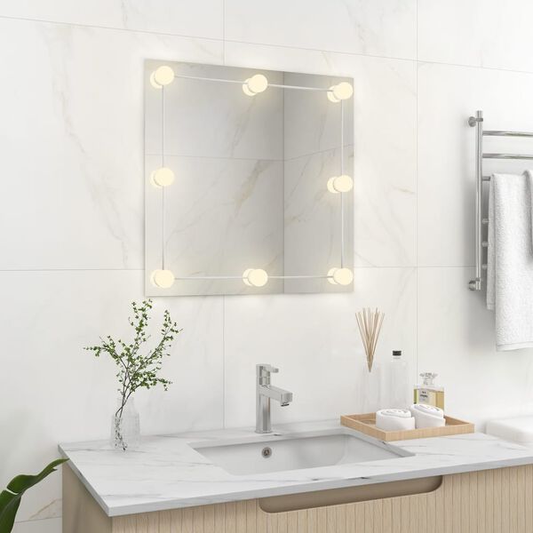 vidaXL Miroir mural avec lampes LED Carr&eacute; Verre