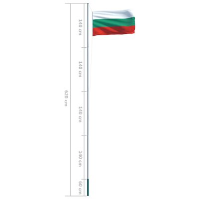 vidaXL Drapeau Bulgarie et mât en aluminium 6,2 m