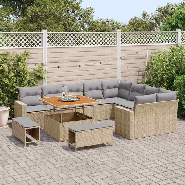 vidaXL Ensemble de canap&eacute; de jardin 12 pcs beige et gris clair