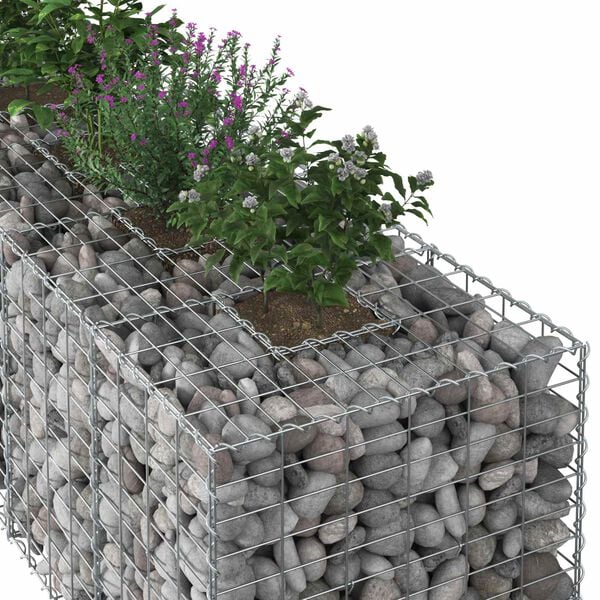 vidaXL Lit sur&eacute;lev&eacute; gabion Argent&eacute; 180 x 60 x 55 cm Acier galvanis&eacute;