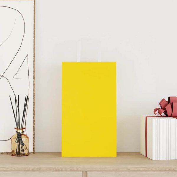vidaXL Sacs en papier 250 pcs avec poign&eacute;es jaune 21x11x36 cm