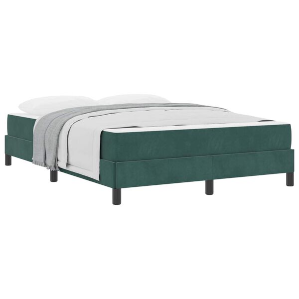 vidaXL Lit &agrave; ressorts avec matelas Vert fonc&eacute; 160 x 210 cm tissu