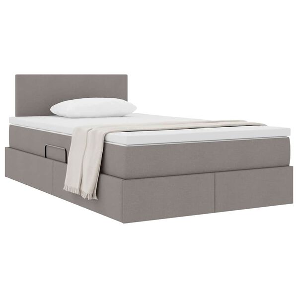 vidaXL Lit avec rangement et matelas avec matelas Taupe 120 x 200 cm
