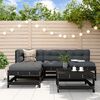 vidaXL Salon de jardin 5 pcs avec coussins noir bois massif