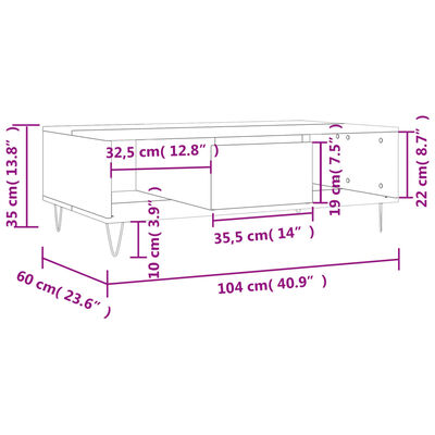 vidaXL Table basse noir 104x60x35 cm bois d'ingénierie