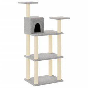 vidaXL Arbre &agrave; chat avec griffoirs en sisal gris clair 118,5 cm