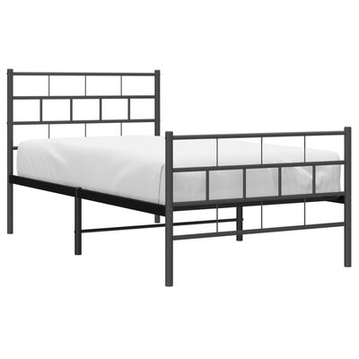 vidaXL Cadre de lit métal sans matelas avec pied de lit noir 100x190cm