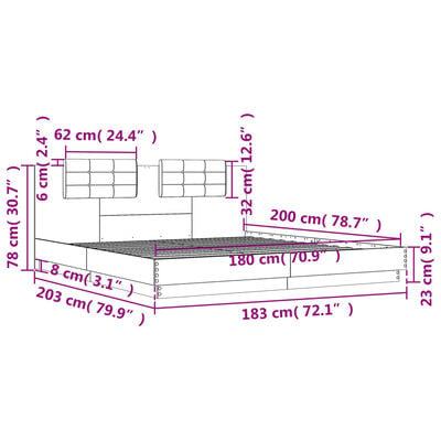 vidaXL Cadre de lit sans matelas chêne sonoma 180x200 cm