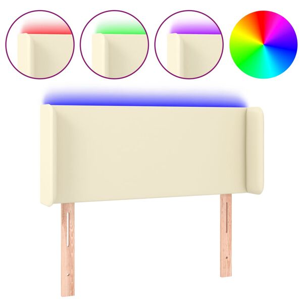 vidaXL T&ecirc;te de lit &agrave; LED Cr&egrave;me 83x16x78/88 cm Similicuir