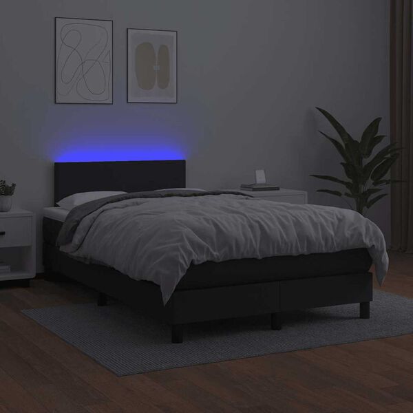 vidaXL Sommier &agrave; lattes de lit matelas LED noir 120x190 cm similicuir