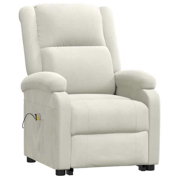 vidaXL Fauteuil de massage Cr&egrave;me Velours