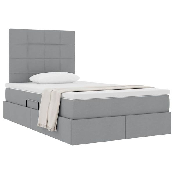 vidaXL Lit avec rangement et matelas Gris clair 120 x 190 cm tissu